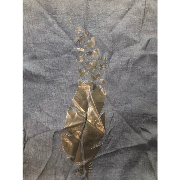 Cellabie women's navy blue sheer handkerchief tunic blouse size large - Picture 2 of 5